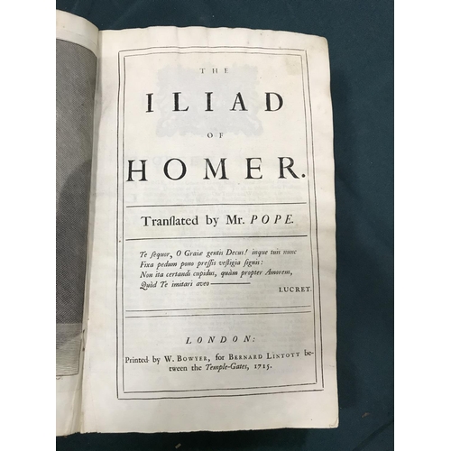 292 - Homer. The Iliad of Homer... Translated by Mr. Pope, 6 volumes bound in 3, first edition, portrait f... 