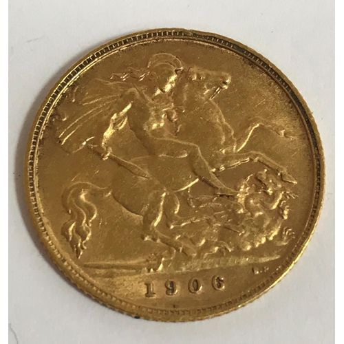 1216 - A HALF SOVEREIGN. An Edward VII Half Sovereign dated 1906.