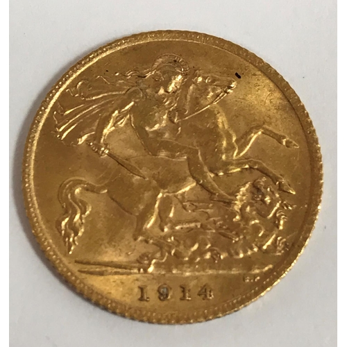 1217 - A HALF SOVEREIGN. A George V Half Sovereign dated 1914.