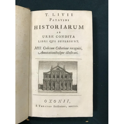 298 - Livius, Titus. Historiarum ab Urbe Condita, 6 volumes, engraved title vignette to volume one, contem... 