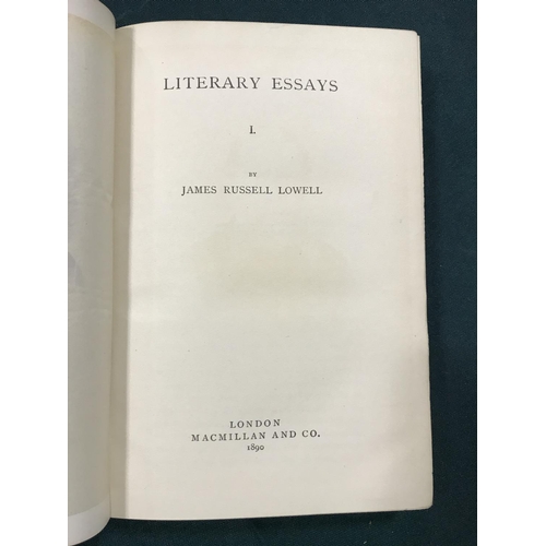 299 - Lowell, James Russell. The Writings, 10 volumes, Riverside Edition, half-titles, engraved frontispie... 