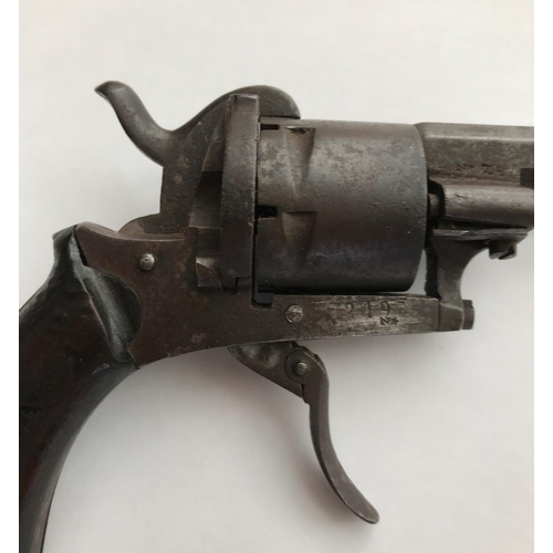 403 - CONTINENTAL PIN FIRE PISTOL probably Belgium or French made, with a pin fire mechanism. Stamped with... 