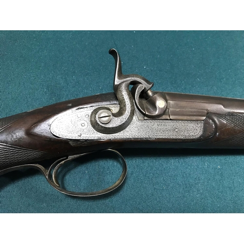 407 - A 12 BORE LIVE PIGEON GUN BY J. MARSDEN. A mid 19th century 12 bore, percussion cap firing, single b... 