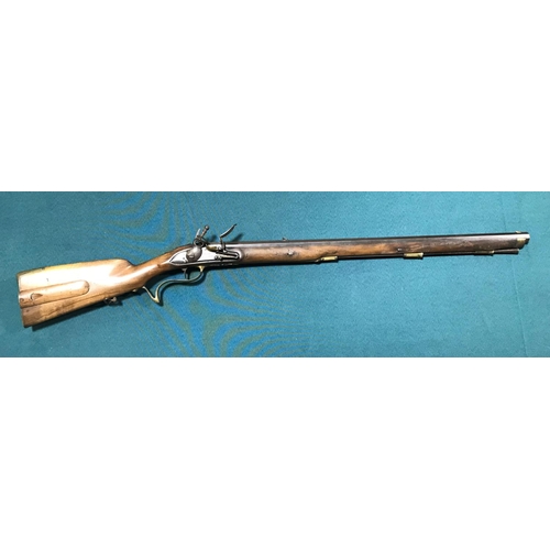 407A - A JAEGER RIFLE BY THONE OF AMSTERDAM. A late 18th century 24 bore Flint Lock Jaeger Rifle, the side ... 