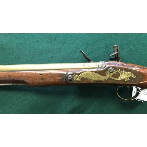 408 - A BRASS BARRELLED BLUNDERBUSS BY COLLUMBELL. A brass barrelled blunderbuss with a 38.5cm flared barr... 