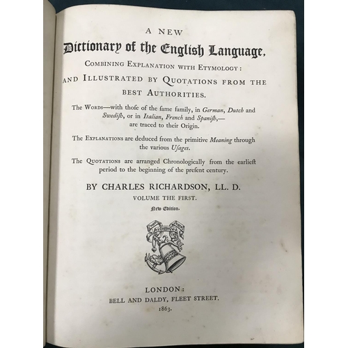 312 - Richardson, Charles. A New Dictionary of the English Language, 2 volumes, new edition, contemporary ... 