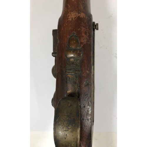 421 - A BRASS BARREL BLUNDERBUSS MARKED H.NOCK. A brass barrel blunderbuss by H.Nock, with flared barrel, ... 