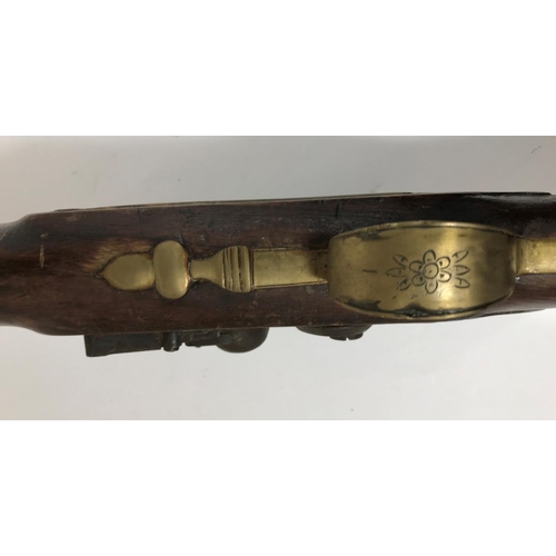 422 - A BRASS BARREL BLUNDERBUSS MARKED H.NOCK. A brass barrel blunderbuss by H. Nock, with flared barrel,... 