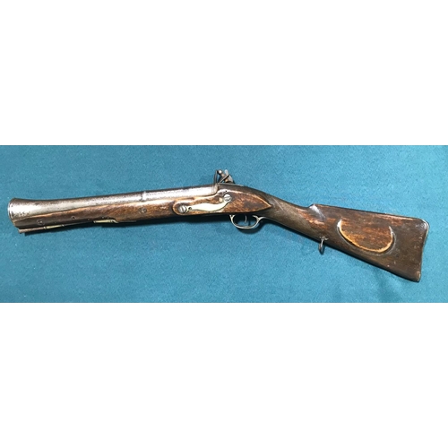 438 - AN EAST INDIA STEEL BARREL BLUNDERBUS. An East India contract steel barrel blunderbuss, the 43.5cm b... 