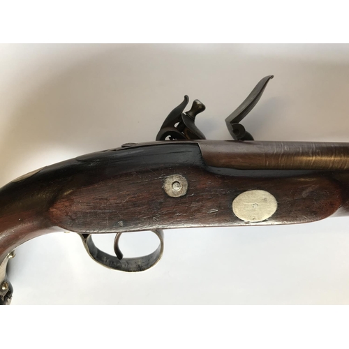 439 - A WESTLEIGH RICHARD SILVER MOUNTED PISTOL. A Westley Richard silver mounted 18 bore flintlock pistol... 