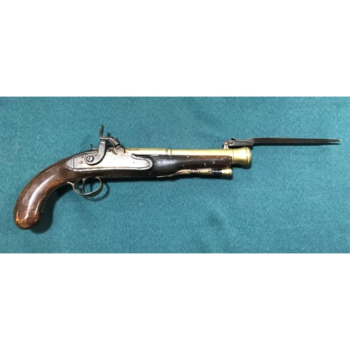 441 - A BLUNDERBUSS PISTOL BY J.R. EVANS. A percussion firing Blunderbuss pistol with 18.5cm octagonal and... 