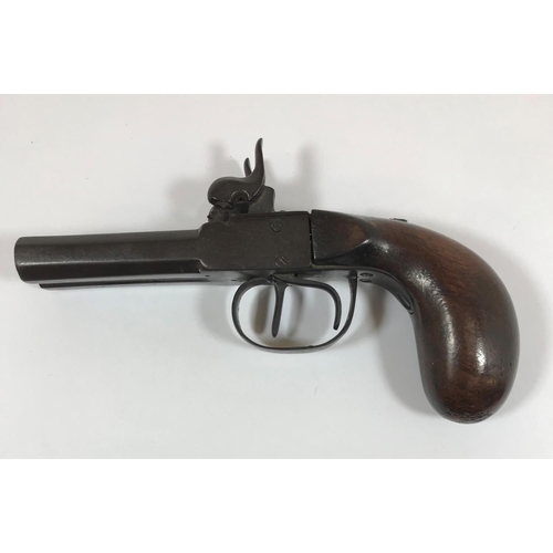 442 - A 19TH CENTURY TWIN BARREL POCKET PISTOL. A small 19th century percussion cap firing pocket pistol w... 