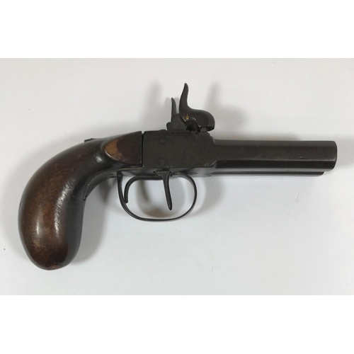 442 - A 19TH CENTURY TWIN BARREL POCKET PISTOL. A small 19th century percussion cap firing pocket pistol w... 