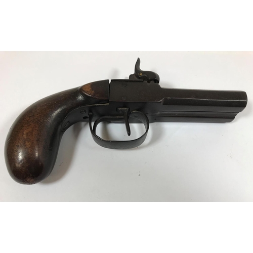 442 - A 19TH CENTURY TWIN BARREL POCKET PISTOL. A small 19th century percussion cap firing pocket pistol w... 