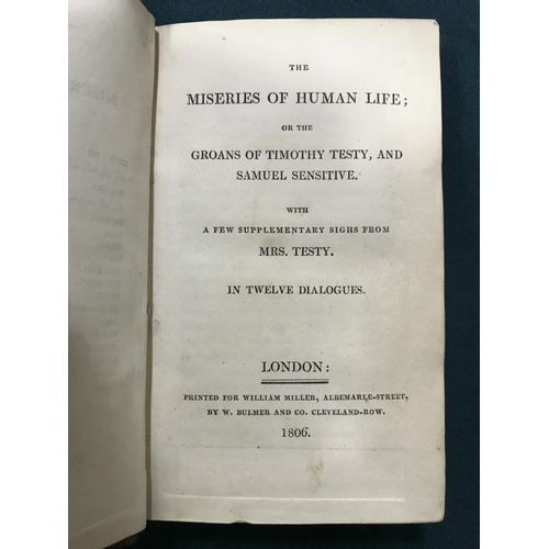 354 - [Atkinson, John Augustus] The Miseries of Human Life, 2 volumes, first edition, half-title, hand-col... 