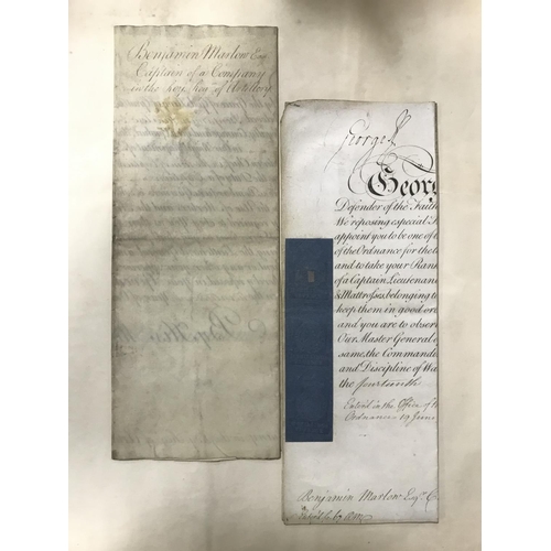 355 - ALBUM, containing Naval,  Military and medical appointments relating to Capt. Benjamin Marlow and hi... 