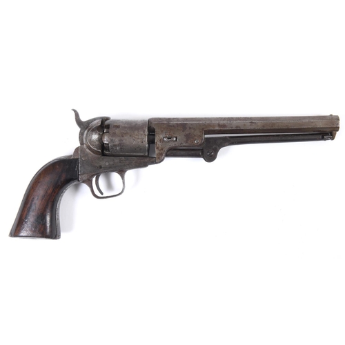 451 - A COLT LONDON 36 CALIBRE REVOLVER. A six shot revolver by Colt, 36 calibre, lacking decorative scene... 