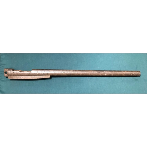 453 - A PUNT GUN BARREL. A large 19th century breech loading punt gun barrel. 148cm long.