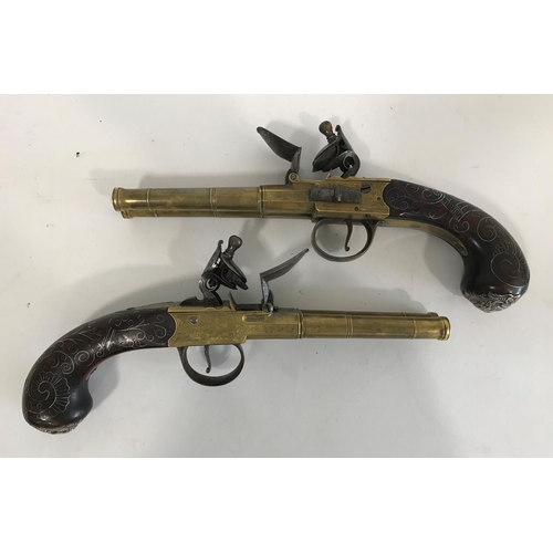 455 - A PAIR OF EARLY 19TH CENTURY 80 BORE PISTOLS BY LOTT OF CANTERBURY. A pair of flintlock pistols with... 