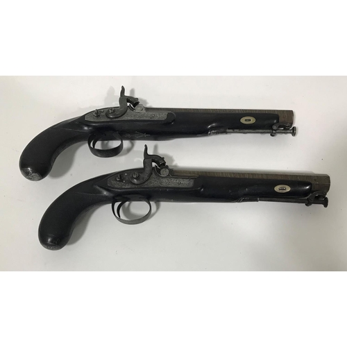 460 - A FINE PAIR OF OFFICERS PISTOLS BY E & W BOND. A pair of mid-19th century Officers Pistols with octa... 