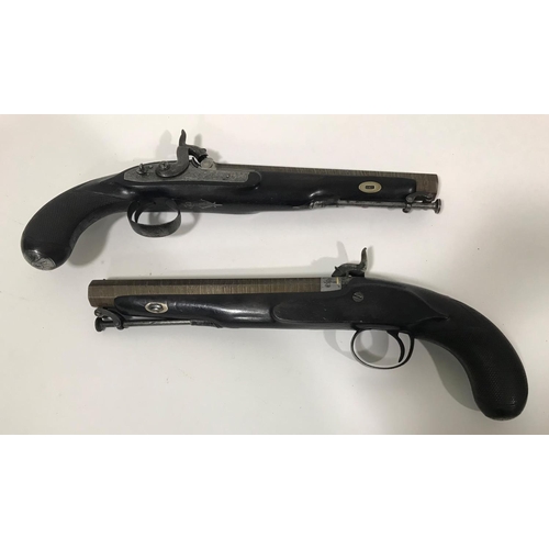 460 - A FINE PAIR OF OFFICERS PISTOLS BY E & W BOND. A pair of mid-19th century Officers Pistols with octa... 