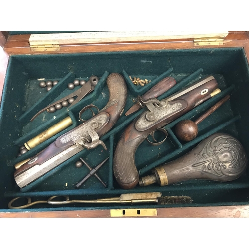 465 - A PAIR OF PERCUSSION PISTOLS BY FISHER OF BRISTOL. A pair of percussion travelling pistols, 16 bore,... 