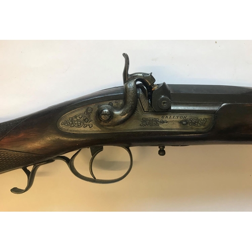 481 - A REPRODUCTION 12 BORE PERCUSSION CAP GUN. A reproduction 12 bore muzzle loading gun with an 81.5 cm... 