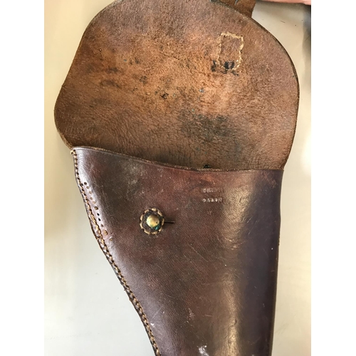 495 - A SECOND WORLD WAR PERIOD LEATHER PISTOL HOLSTER. A leather holster stamped 33 1941  CA867 (?). 25cm... 