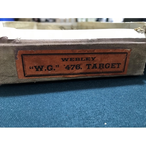 500 - A RARE BOX FOR A WEBLEY 476 PISTOL. A rare cardboard box for a Webley Target Pistol, with a paper la... 