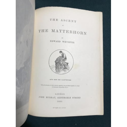 97 - Whymper, Edward. The Ascent of the Matterhorn, first edition, half-title, wood-engraved frontispiece... 