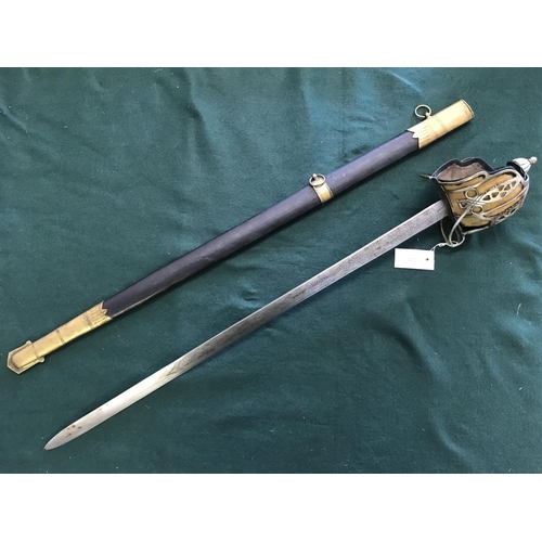 533 - A REPLICA SCOTTISH INFANTRY OFFICERS BASKET HILT SWORD. A replica 1828 pattern broadsword with an 81... 