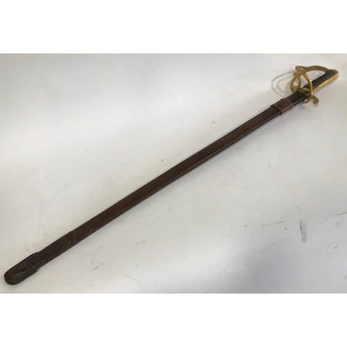 554 - A GEORGE V CAVALRY STYLE INFANTRY SWORD WITH GILT HANDLE. A George V 1822 Pattern sword with a 86.5c... 