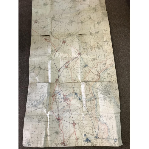 677 - FIRST WORLD WAR MAPS BELIEVED TO HAVE BELONGED TO GENERAL SIR HUBERT GOUGH. Three conjoined maps and... 