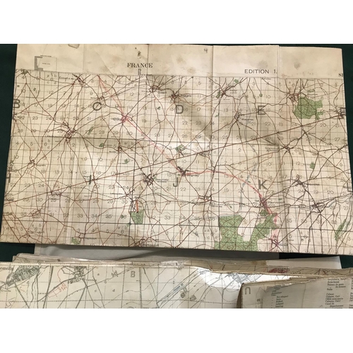 677 - FIRST WORLD WAR MAPS BELIEVED TO HAVE BELONGED TO GENERAL SIR HUBERT GOUGH. Three conjoined maps and... 