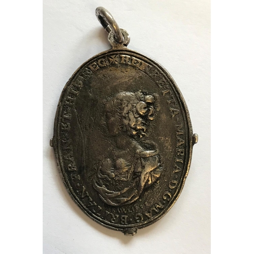 883 - A CHARLES I ROYALIST BADGE BY T. RAWLINS. Charles I and Henrietta Maria Royalist badge, Obv. Crowned... 