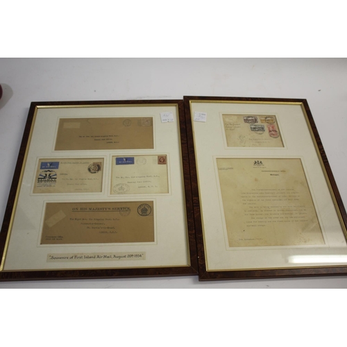 1345 - FRAMED POSTAL HISTORY 2 frames with 5 Air Mail covers, including Nov 1931 from Wellington to London ... 