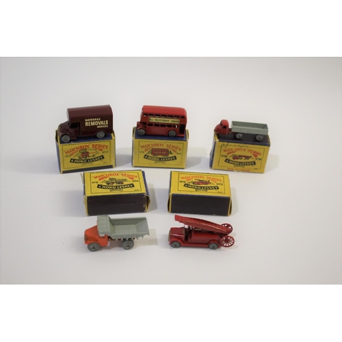 1372 - MATCHBOX SERIES 5 boxed models including No 17 Bedford Removals Van (Maroon body), No 5 London Bus, ... 