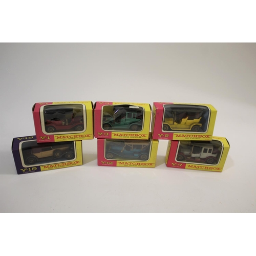 1390 - MATCHBOX MODELS OF YESTERYEAR 6 boxed models including Y3 1910 Benz Limousine (green body and black ... 