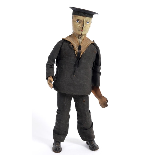 1407 - LEHMANN CLOCKWORK FIGURE - SAILOR a early 20thc tin plate clockwork figure of a Sailor which rocks f... 