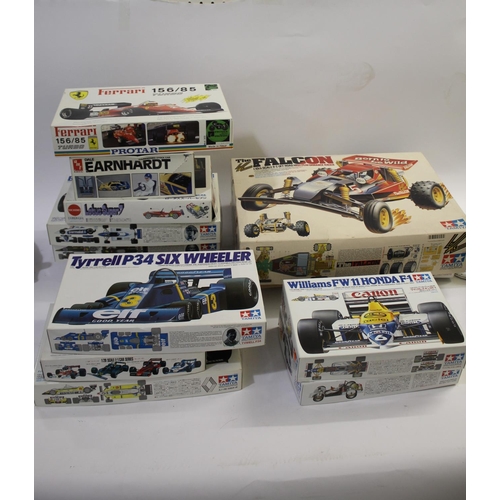 1414 - RACING CAR MODEL KITS various assembled Racing Cars from kits, including Tamiya, AMT and Nichimo (Br... 