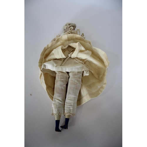 1509 - 19THC FRENCH FASHION DOLL HEAD the doll with a small bisque head with fixed blue glass eyes, with a ... 