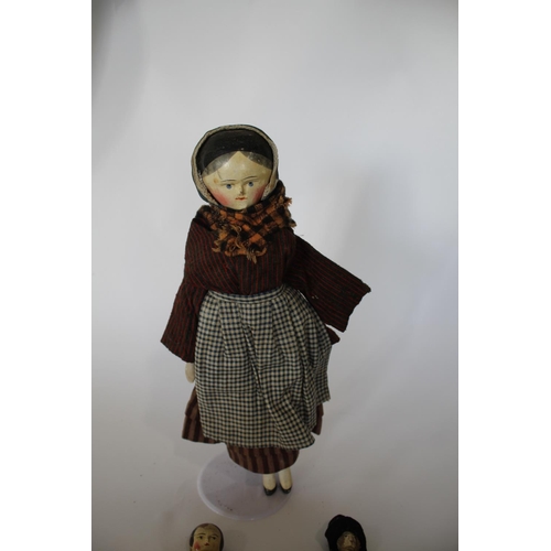 1510 - LARGE 19THC GERMAN WOODEN DOLL a large peg jointed wooden doll with wooden arm (one arm missing) and... 