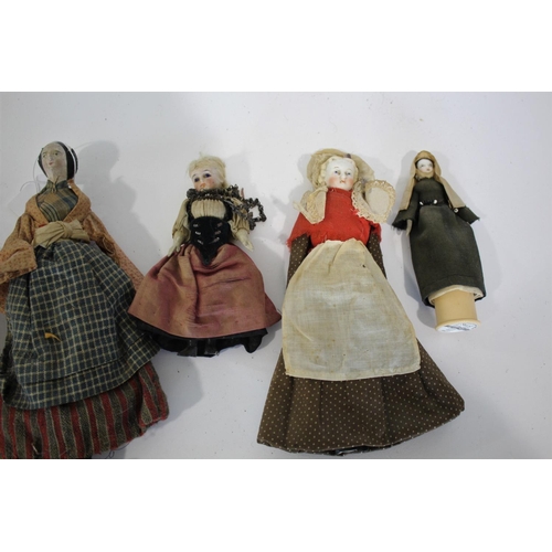 1515 - 19THC PAPIER MACHE DOLLS 2 similar papier mache head dolls with tartan costumes (some damages), a 19... 