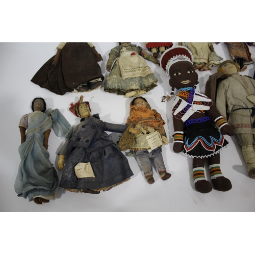 1516 - COSTUME & SOUVENIR DOLLS a collection of costume dolls of various ages, some with labels denoting pl... 