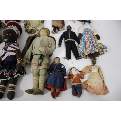 1516 - COSTUME & SOUVENIR DOLLS a collection of costume dolls of various ages, some with labels denoting pl... 