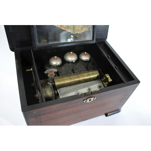 1530 - VICTORIAN MUSIC BOX - 8 AIRS a musical box with an 8 air movement and striking on 3 bells, with star... 