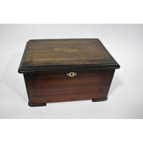 1530 - VICTORIAN MUSIC BOX - 8 AIRS a musical box with an 8 air movement and striking on 3 bells, with star... 