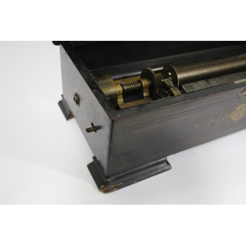 1532 - VICTORIAN MUSIC BOX - 6 AIRS a large musical box with a 9 1/2 inch cylinder, and with 2 levers on ei... 