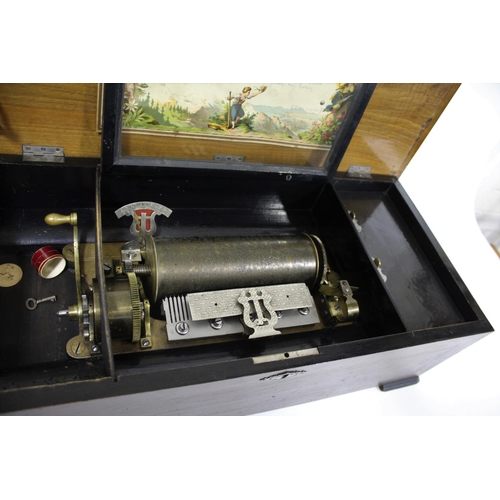 1533 - LARGE SWISS VICTORIAN MUSIC BOX - 20 AIRS a large musical box with a 7 1/2 inch cylinder, with chang... 