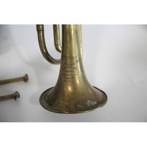 1549 - CASED BOOSEY & CO CORNET & PHOTOGRAPH a brass Boosey & Co brass cornet, Serial No 20702 and with a m... 